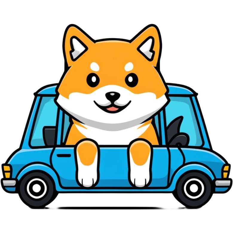 shiba inu sitting inside a BMW car emoji