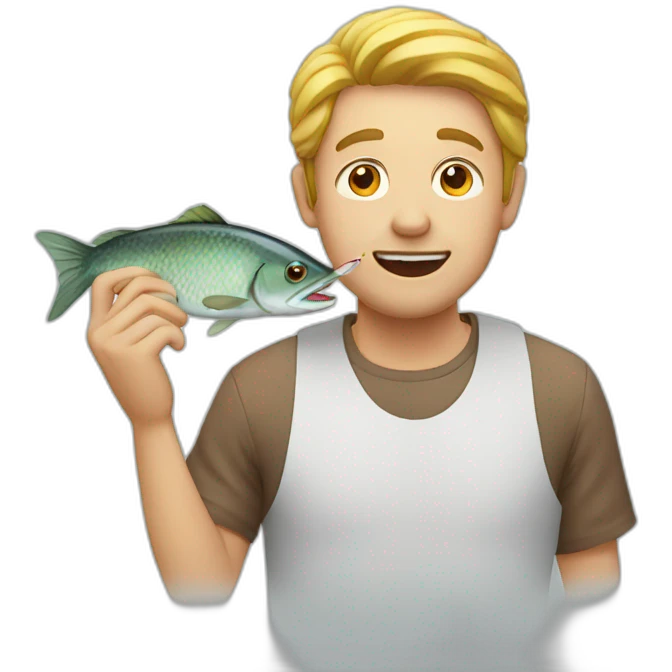Man eating fish emoji