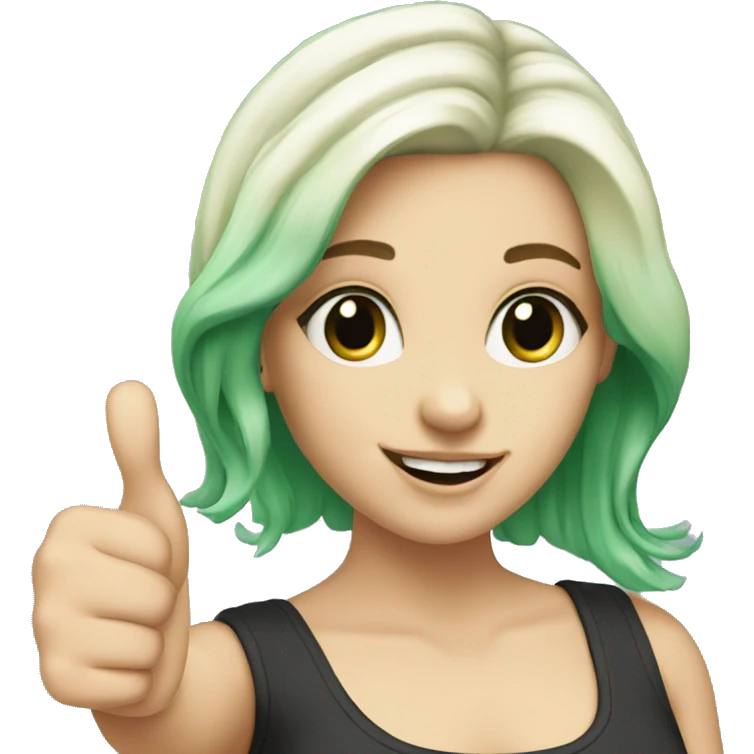 white girl "thumbs up" green hair  emoji