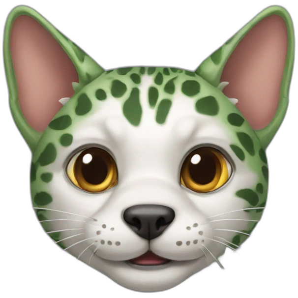 A cat-dog-crocodile hybrid emoji