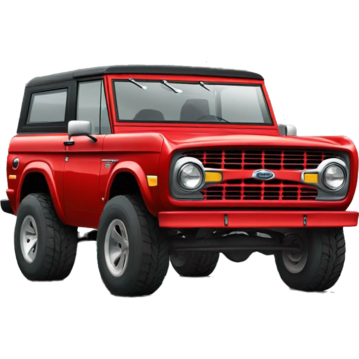 Red ford bronco with big tires black windows emoji