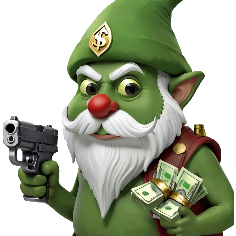Gnome money and gun emoji
