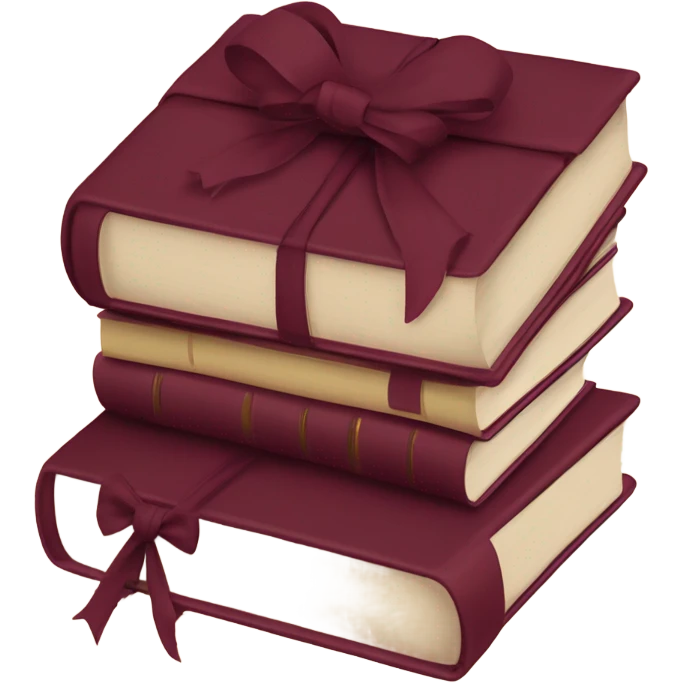 burgundy books stacked up and tied together by a burgundy bow emoji