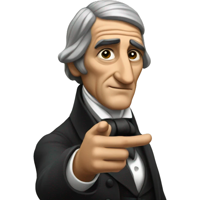 Ralph Waldo Emerson with his hand presenting something emoji