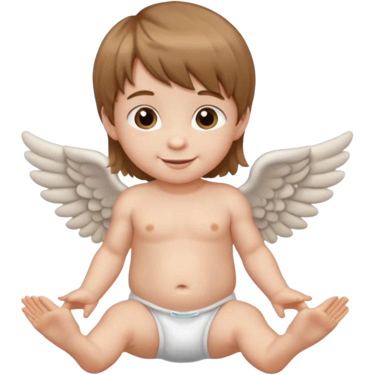 Hada cupido pequeña de cabello largo lacio castaño claro con flequillo y ojos cafés  emoji