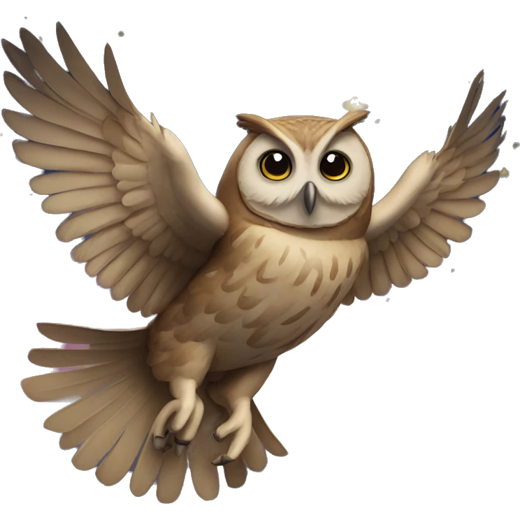 An owl flying against the background of a starry night sky. emoji