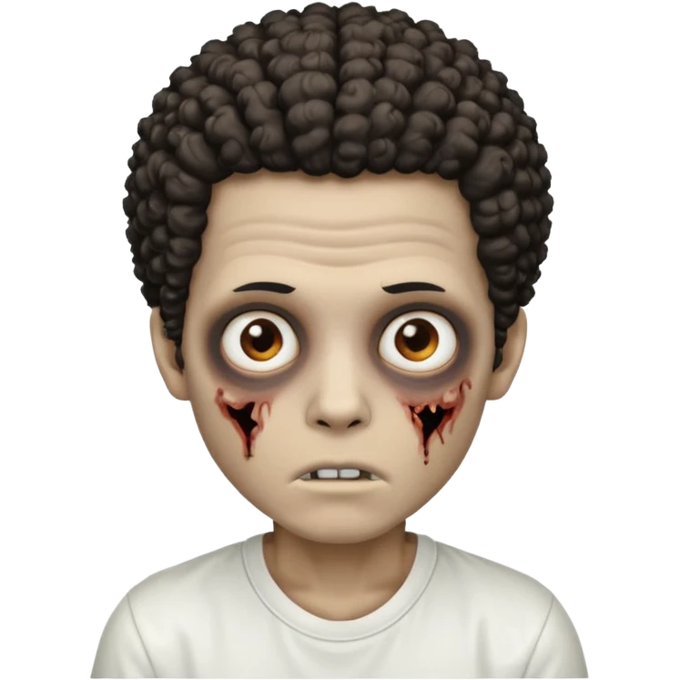 Zombie boy with a low curly Afro with white shirt  emoji