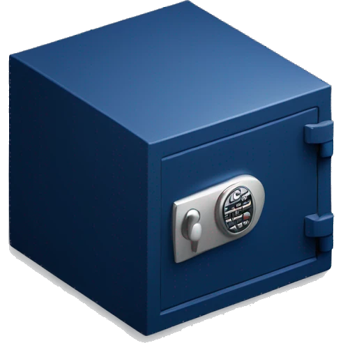 3d  isometric small safe in dark blue emoji