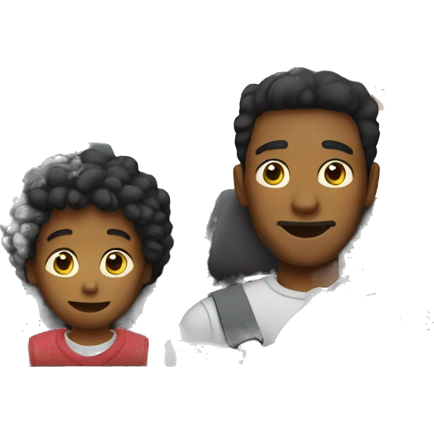 Man and his kid in car emoji