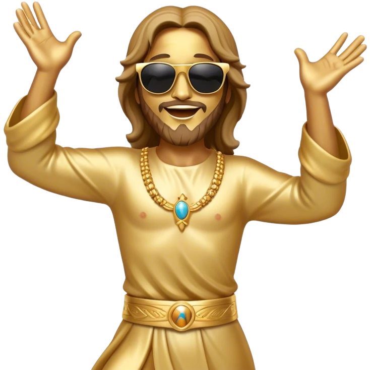 dancing figure of rejoicing Jesus with  sunglases golden  emoji