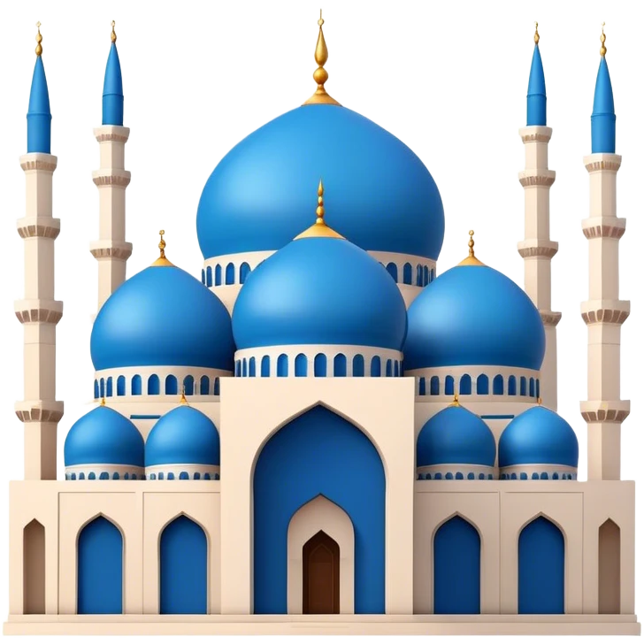 Realistic Mohammad Al-Amin Mosque Landmark Emoji, highlighting its striking blue dome, tall minarets, and elegant Arabic calligraphy. emoji