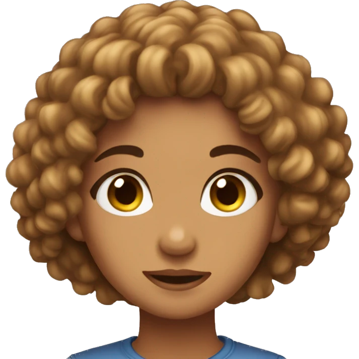 Zaya is a cute girl with curly hair showing a fac emoji