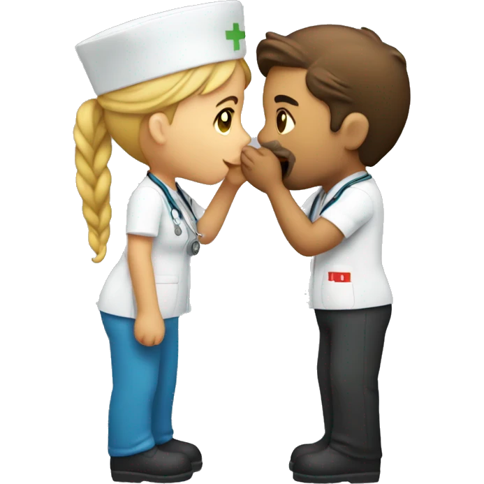 Nurse and mechanic kissing emoji