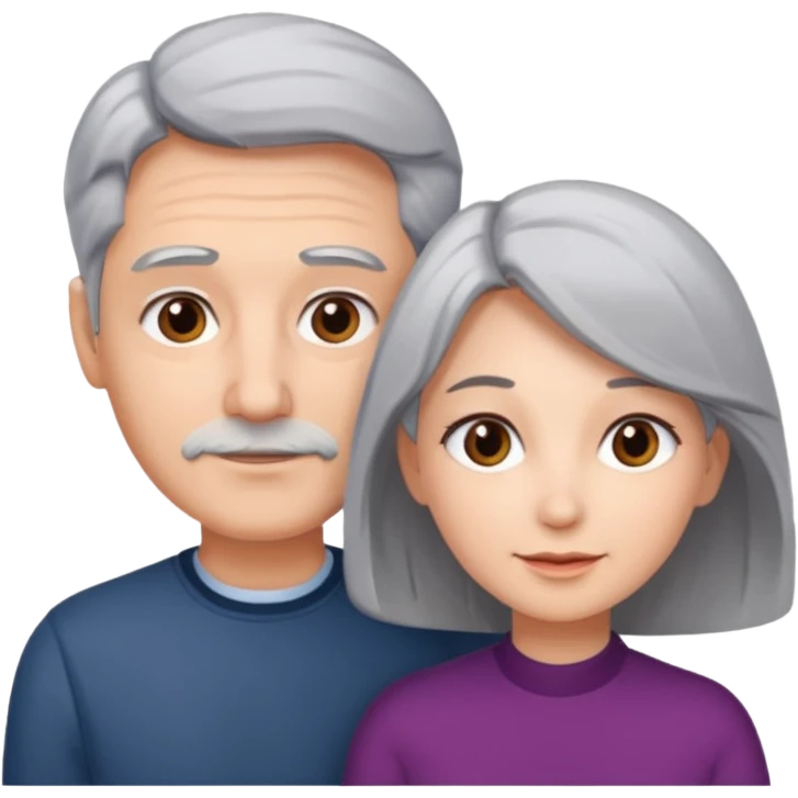 Gray hair on women and man emoji