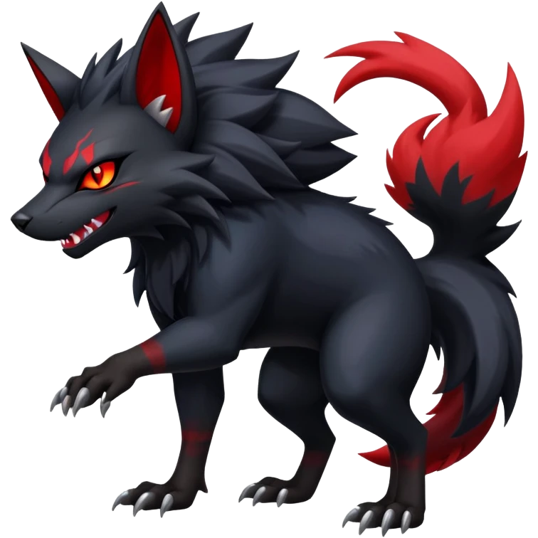 Shiny Dark Gothic Badass Handsome Nargacuga-Torracat-Zoroark full body emoji