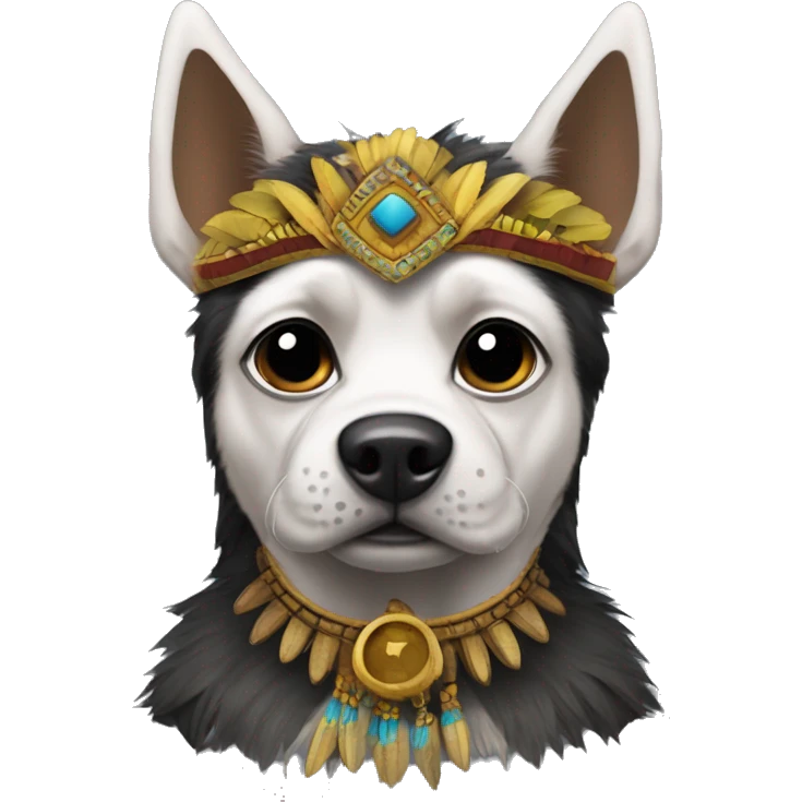 DOG Batman but headdress of papua new guikwa emoji