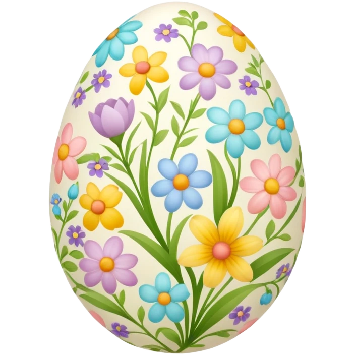 Easter egg decorated with spring flowers and symbols emoji