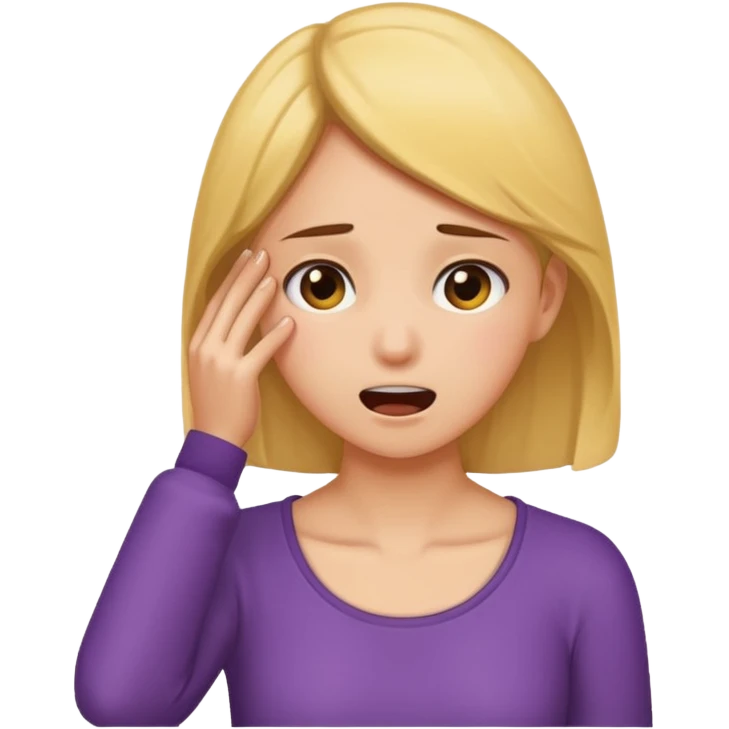 A girl grabbing her neck pretending she wants to chocke herself emoji