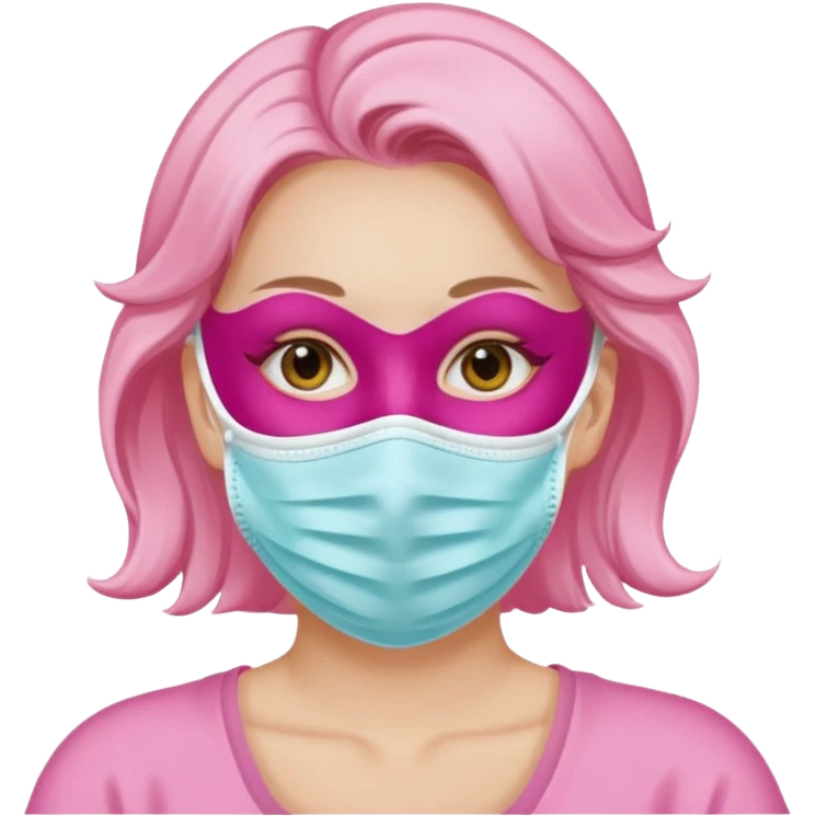Lady with pink face mask spa beauty full face relaxing emoji