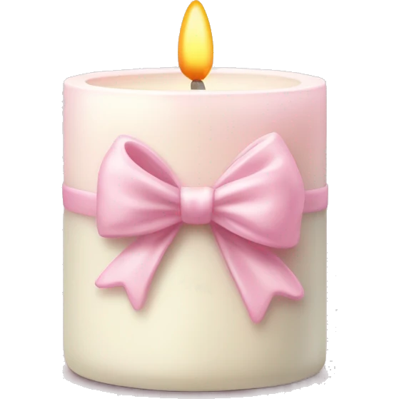vanilla scented candle in light pink bow emoji