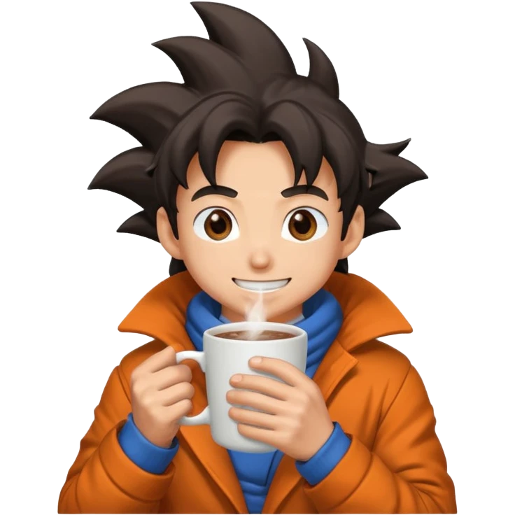 Dragon Ball Z drinking his hot chocolate emoji