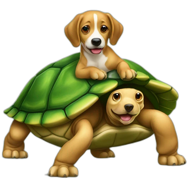 Chien sur une tortue emoji