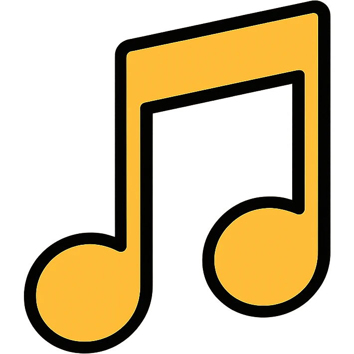 music icon in gold and black, outlined style emoji