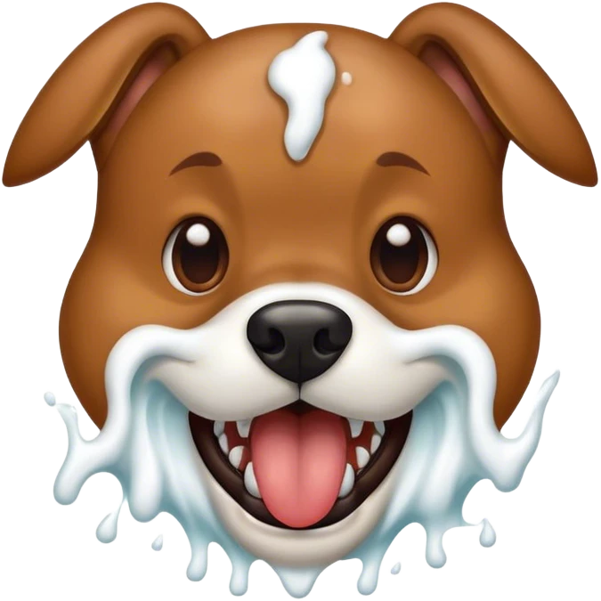 A close-up of a dog's mouth, showing sharp teeth and foam spraying out emoji