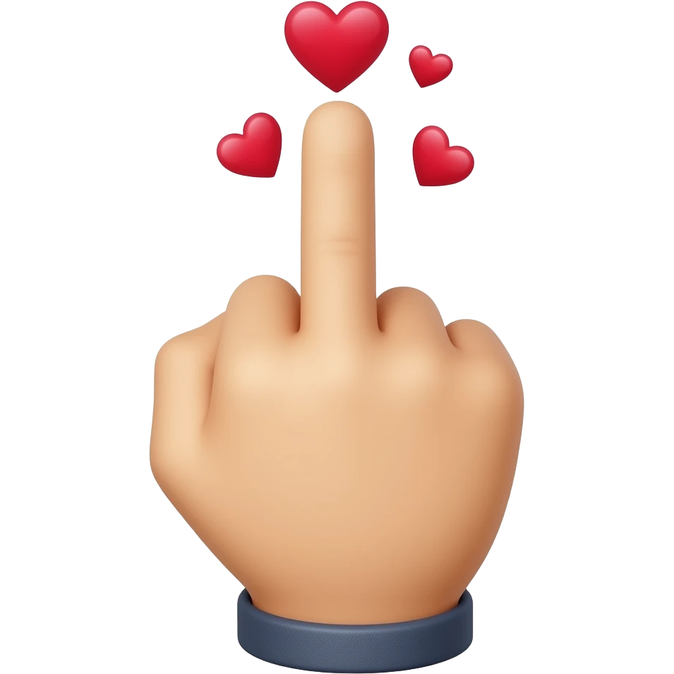 Middle finger with hearts emoji