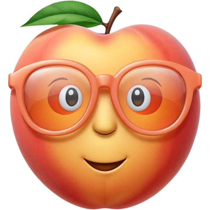 A 3D cartoon transparent peach-coral Glasses with subtle shine and curved frame edges. emoji