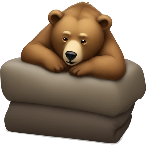 A bear laying on top of a man emoji