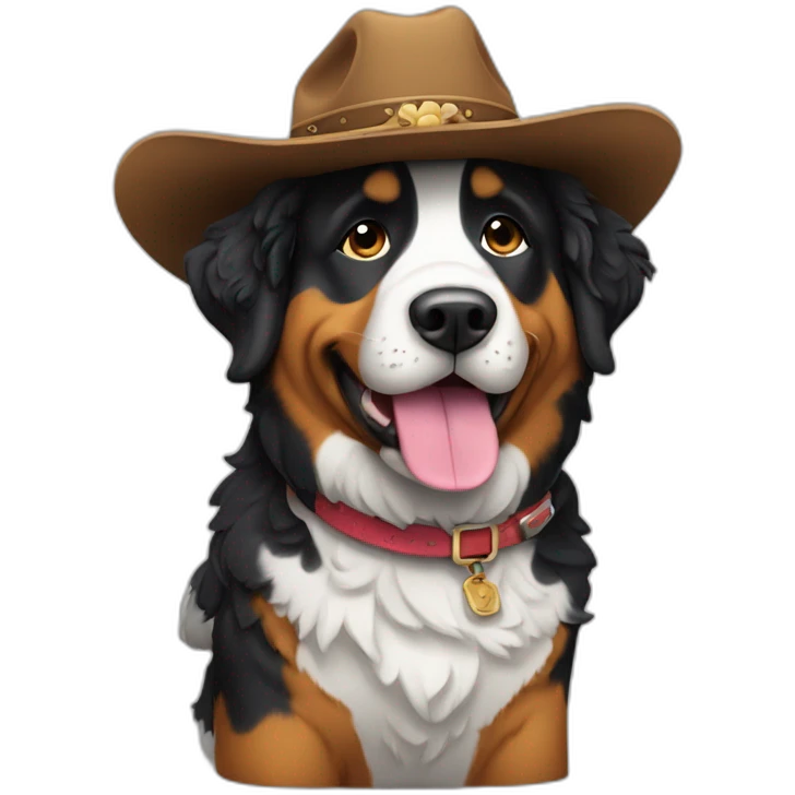 Berner sennen dog with a cowboy hat emoji