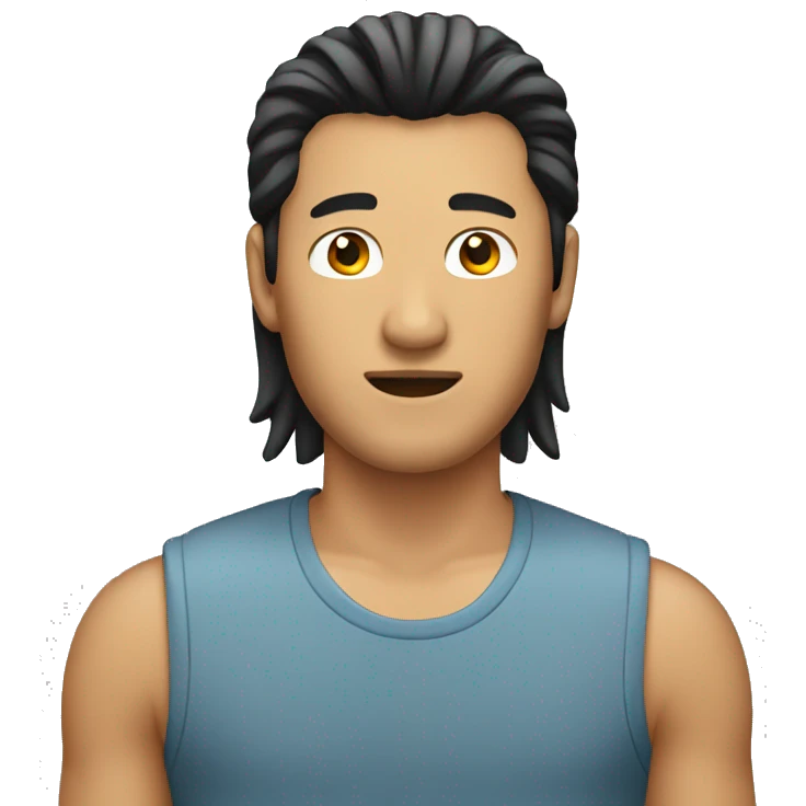 Asian man with a mullet emoji