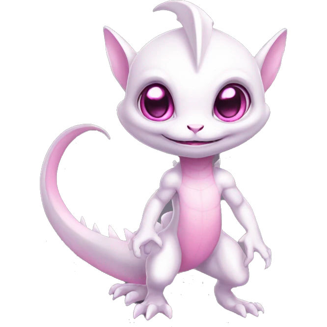 White, Shiny, Chibi, White, Pink eyes, Anthro-Sona-Lizard-Alien-Fakémon, Full Body emoji