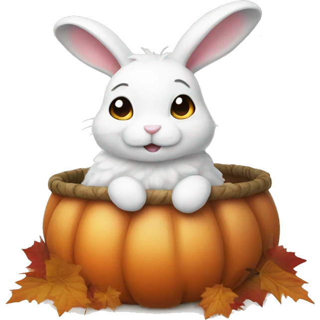autumn cozy white rabbit emoji