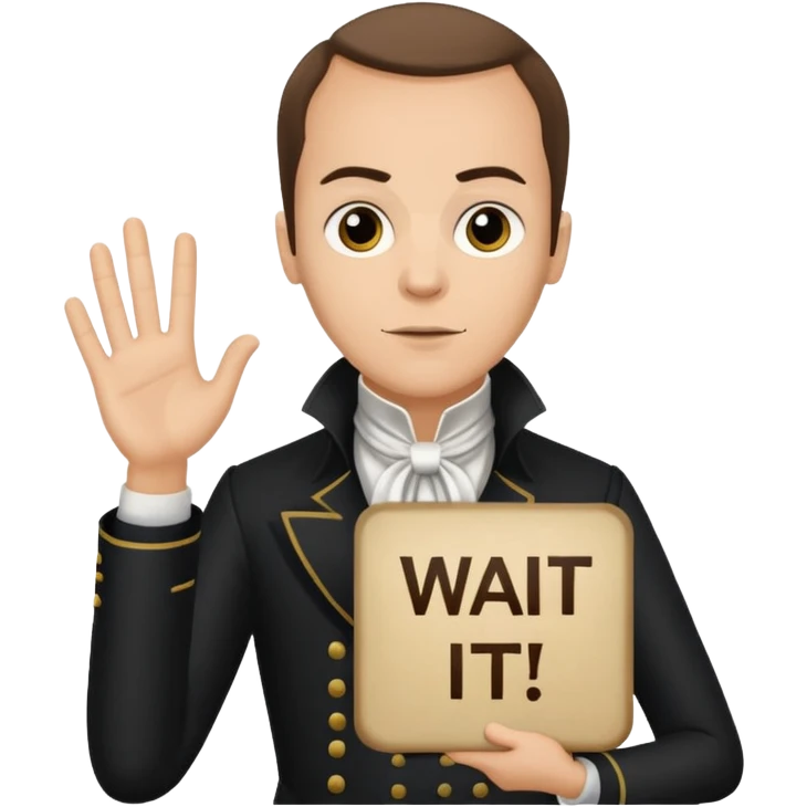 aaron burr holding a wait for it sign emoji