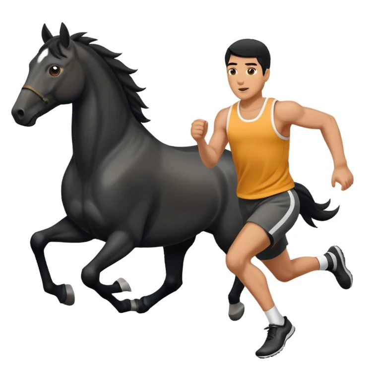 black horse chasing a running man emoji