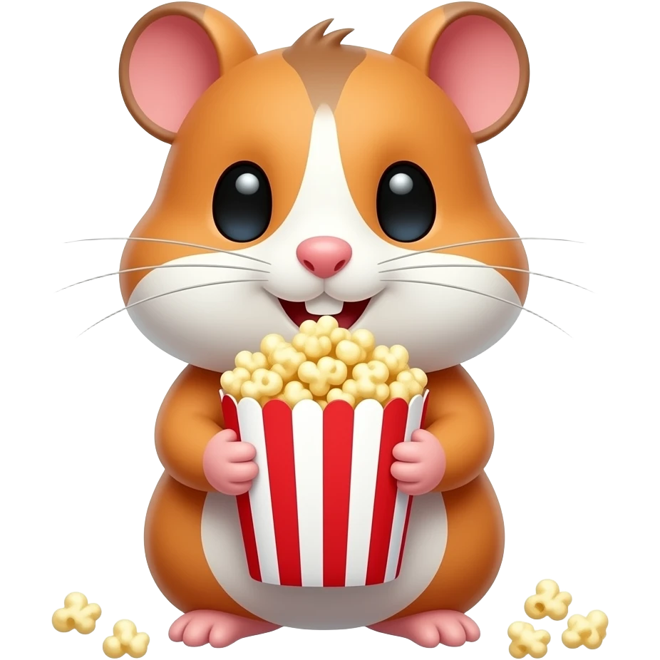 hamster holding  popcorn front facing emoji