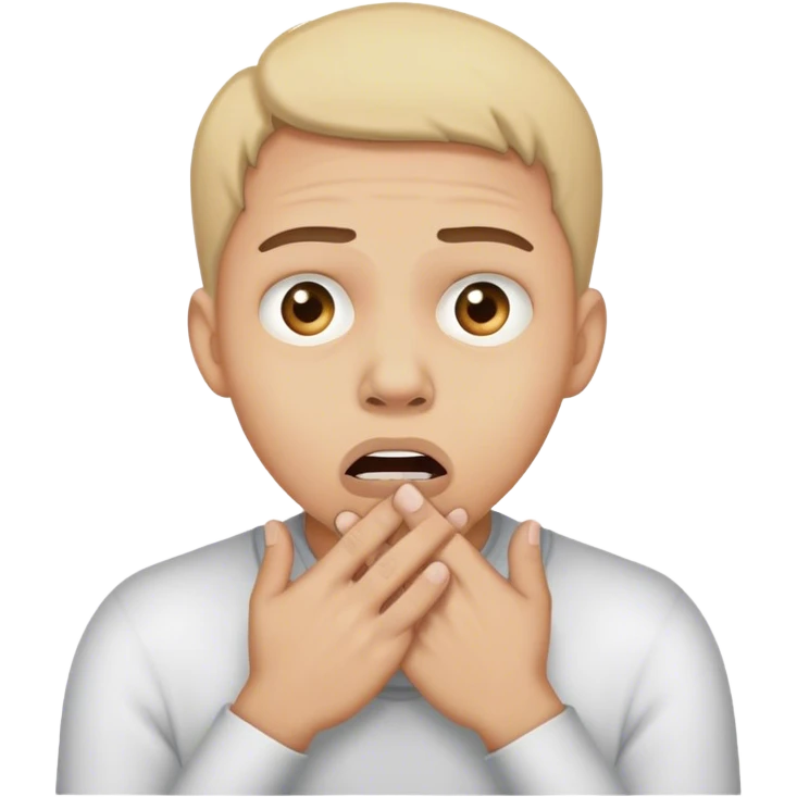 Face with hands clutched over mouth looking scared. Fearful  emoji