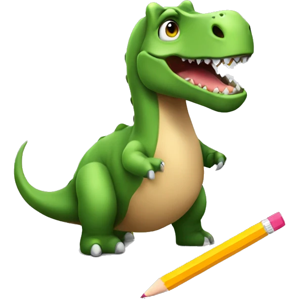 A dinosaur and a pencil emoji