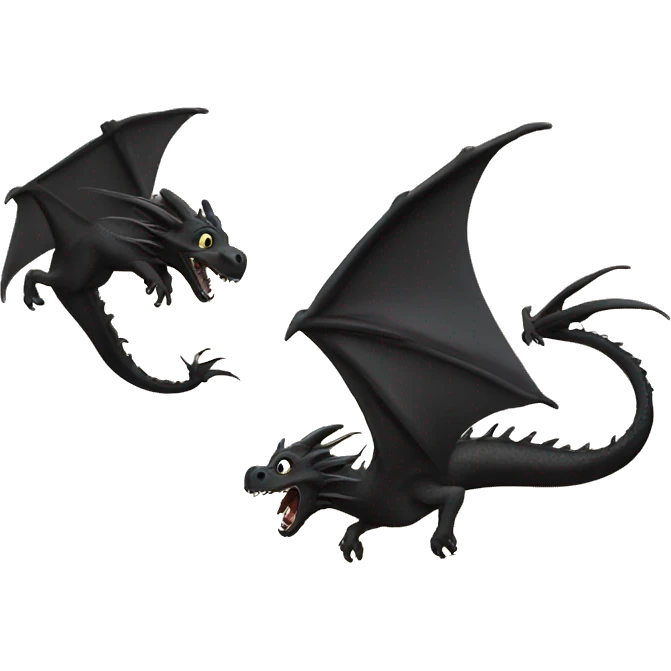 black dragons flying out of book emoji