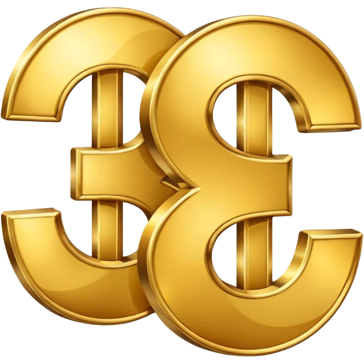 3 dollar sings together golden emoji