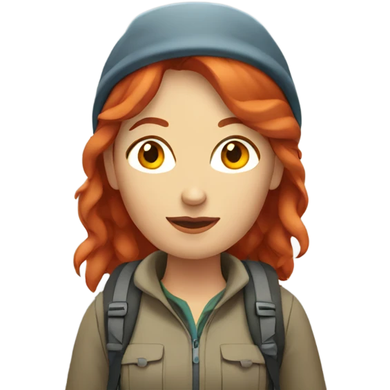 woman hiker with red hair full body emoji