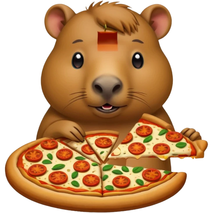 Capybara eating pizza emoji