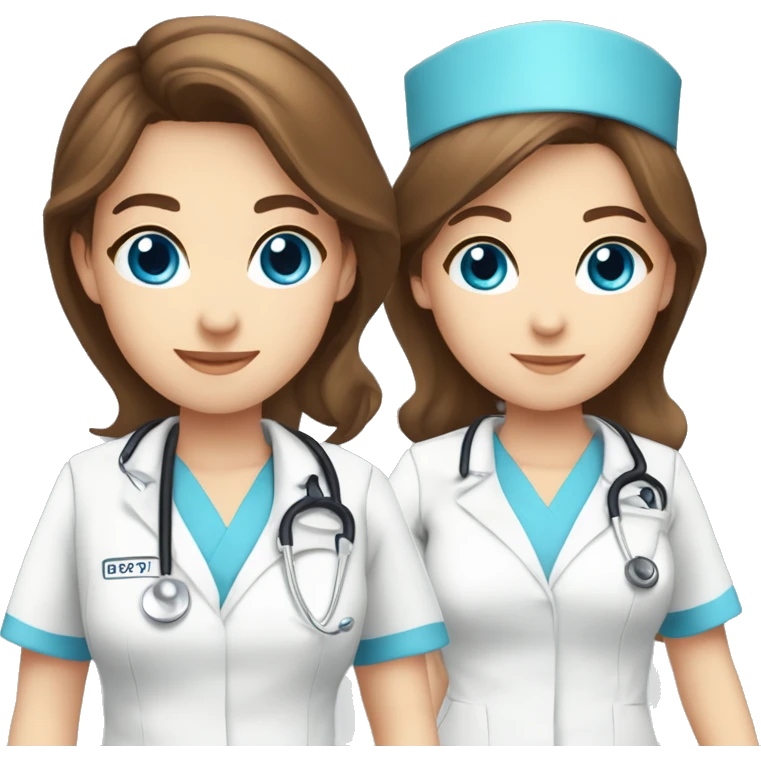 nurse brown hair blue eyes Caucasian stethescope nurse uniform  emoji