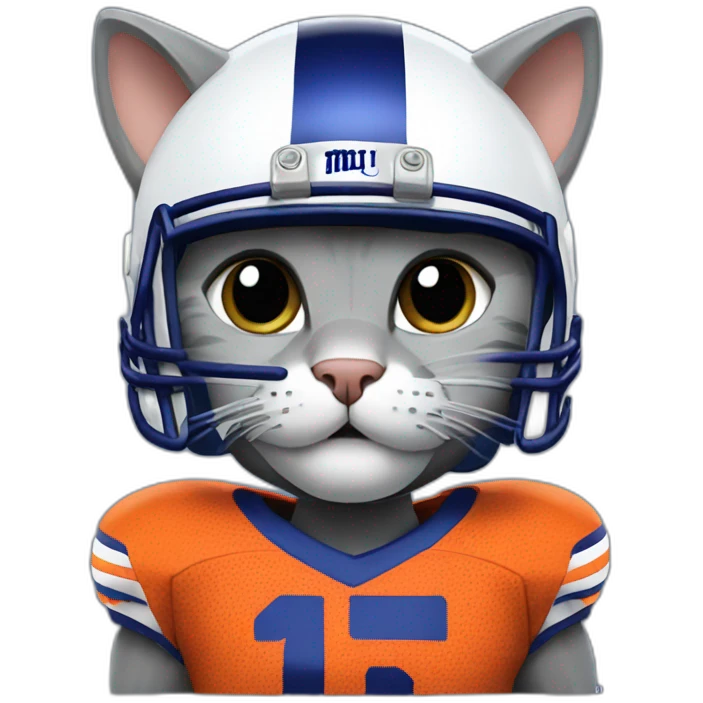 cute grey cat in new york giants helmet emoji