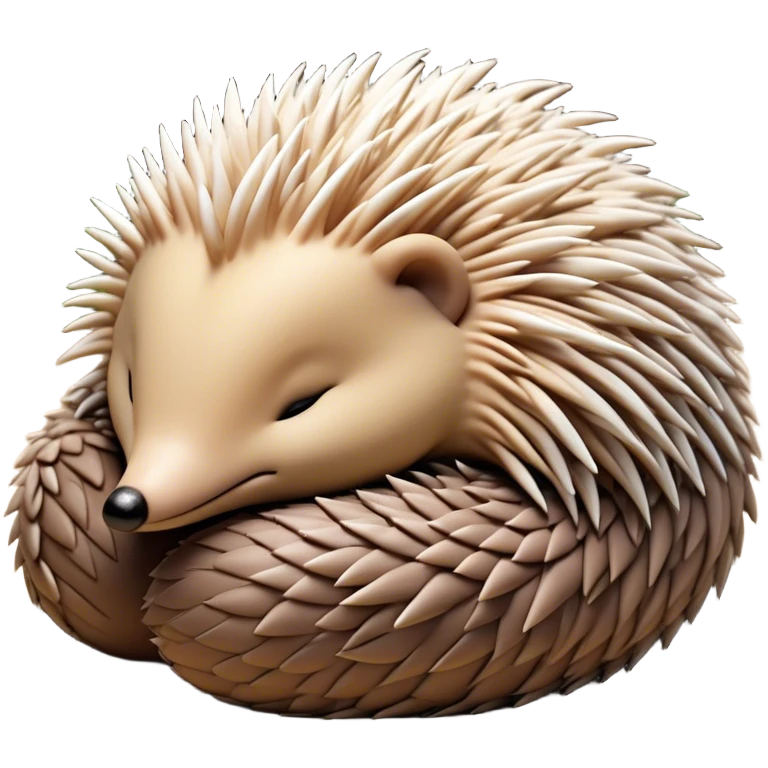 Meme-Worthy Cute Sleeping Echidna Portrait Emoji, Head resting peacefully with a contented smile, showcasing a delightfully compact build and a luxuriously soft spiky fur, eyes shut in a serene, restful nap, Simplified yet hilariously adorable features, highly detailed, glowing with a soft, drowsy light, high shine, relaxed and utterly lovable, stylized with an air of playful laziness, bright and heartwarming, soft glowing outline, capturing the essence of a comically sleepy echidna, so meme‐worthy it feels like it could instantly become the next viral sensation of adorable slumber! emoji