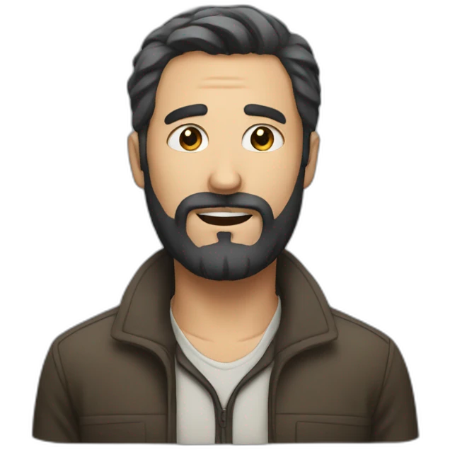 man with beard wants help emoji