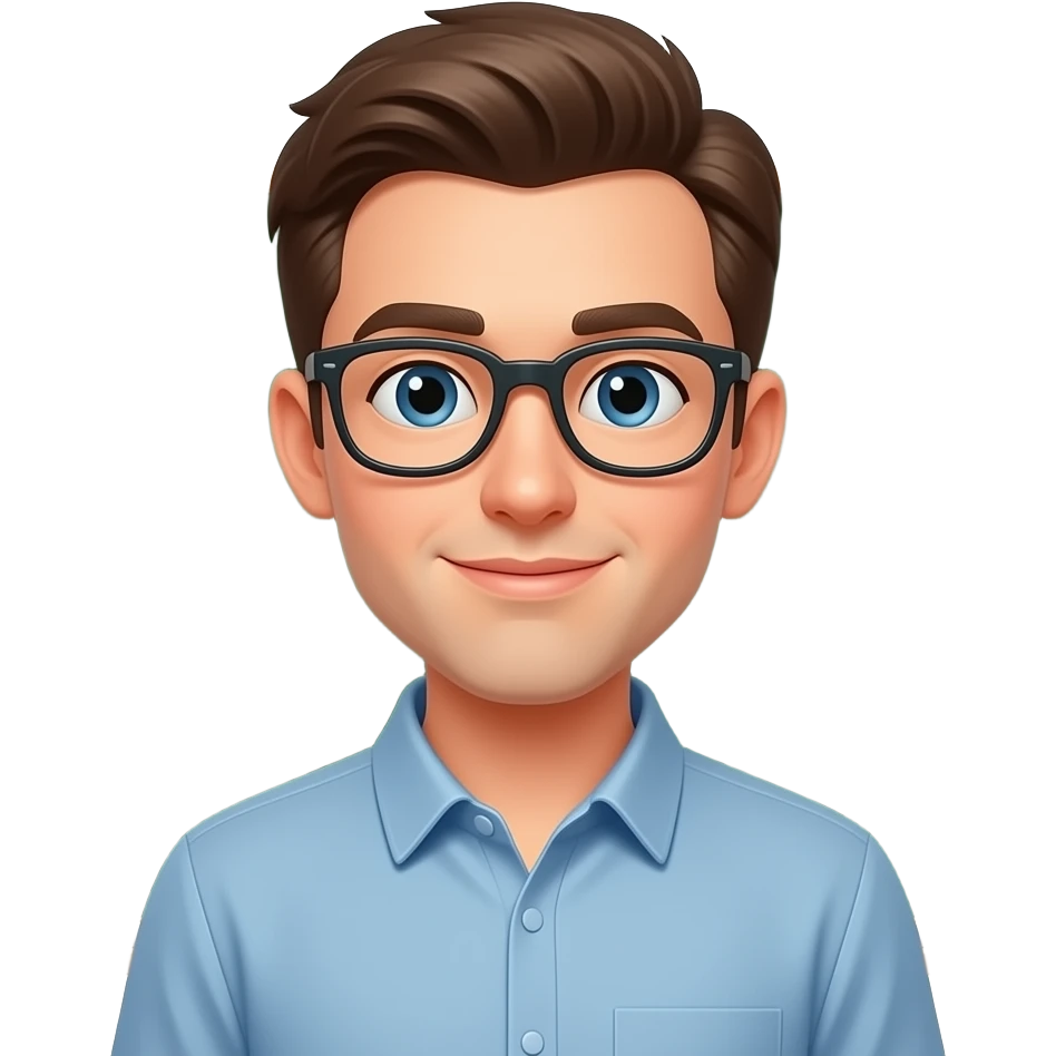 young man as a teacher casual-styled with the green board behind him close up emoji