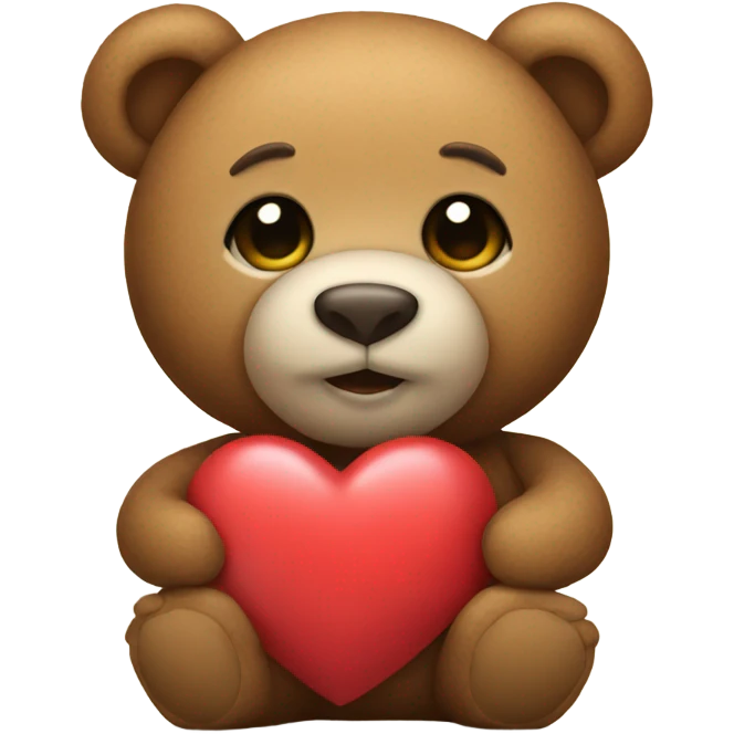 Teddy bear holding a heart emoji